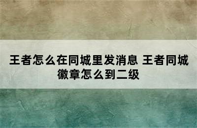 王者怎么在同城里发消息 王者同城徽章怎么到二级